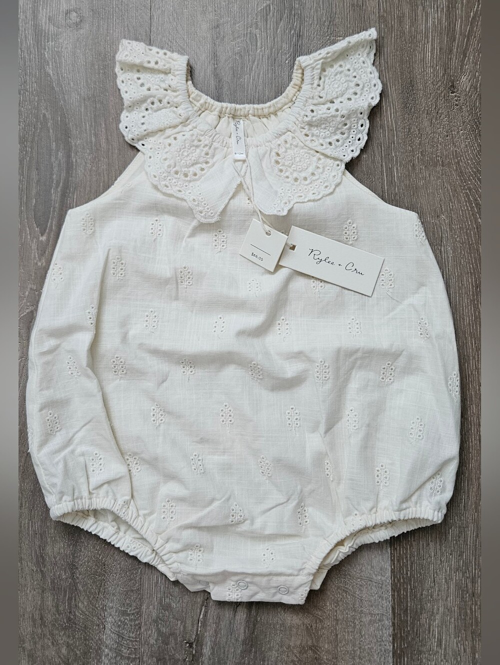 Rylee + Cru Cream Eyelet Ruffle Collar Women Top